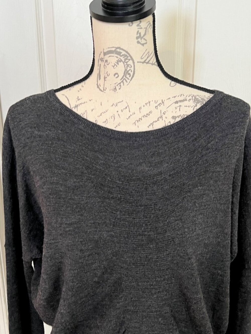 Vince Sweater Tunic Charcoal Ruched Cinched Lightweight Knit Top Shirt S - Picture 4 of 9